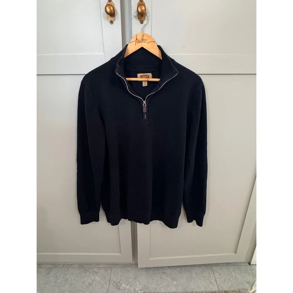 The Foundry Supply Co Mens LT Navy Blue 100% Cotton Quarter Zip Sweater Pullover - Picture 1 of 5